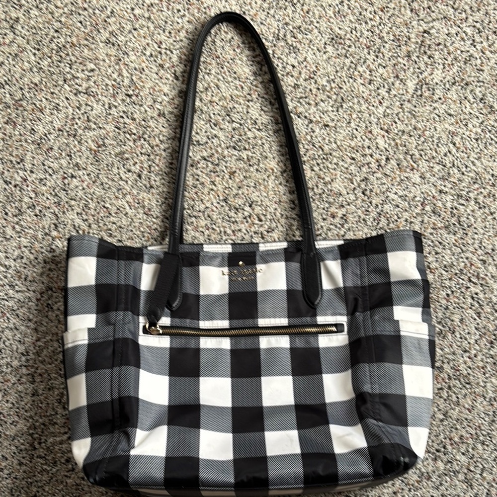 Kate Spade Black and White Checkered Tote Bag - Picture 9 of 15